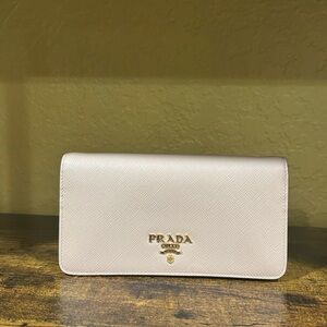 Prada Saffiano Leather Wallet - Beige
